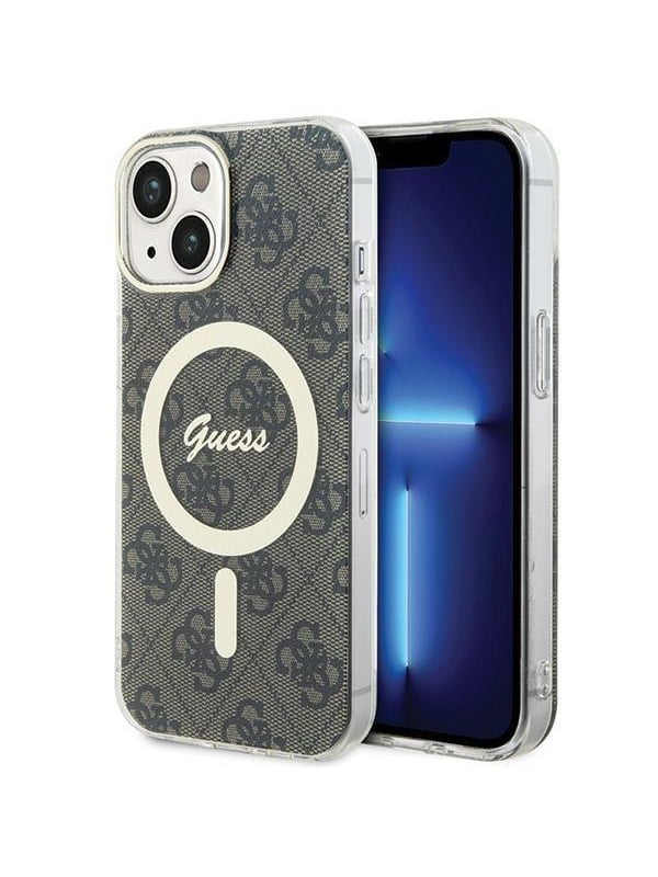 MagSafe Hülle für Apple iPhone 15, Guess, IML 4G, Braun