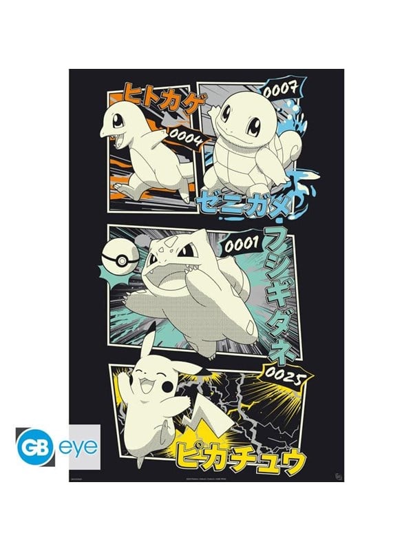 ABYstyle - Pokemon - Maxi Poster - Pikachu  Kanto Starters - Plakat