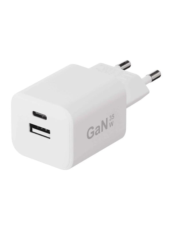 X2O 35W Dual Home Charger Set USB-CA w 12m cable GaN - White