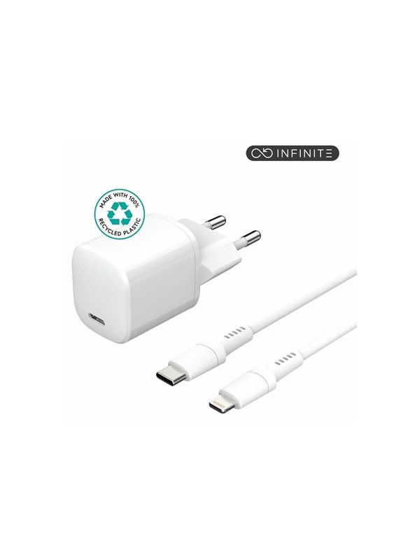 eSTUFF INFINITE power adapter - EU plug USB-C to ligtning cable 15 m - 24 pin USB-C - 20 Watt