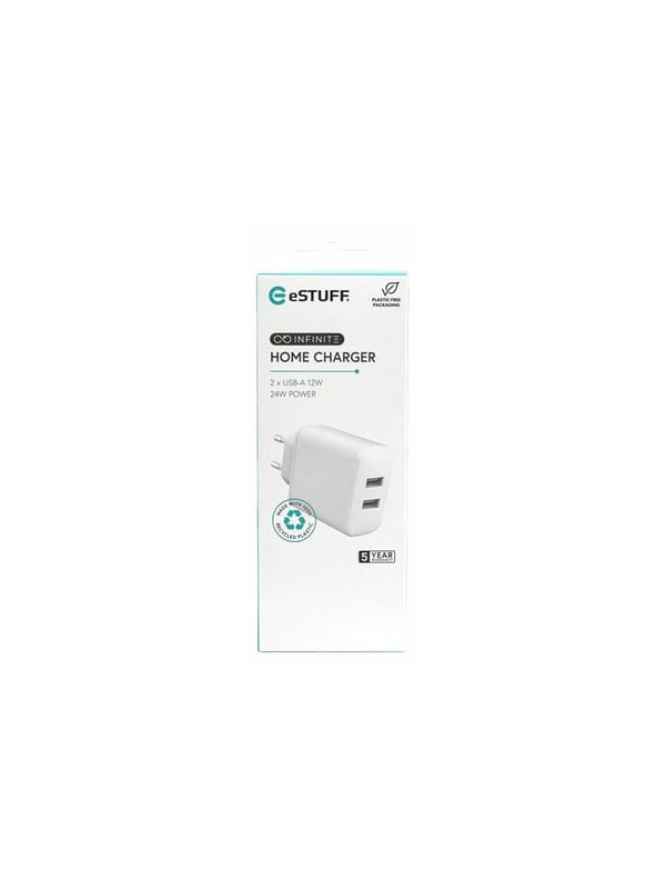 eSTUFF INFINITE power adapter - 100 recycled plastic - USB - 24 Watt