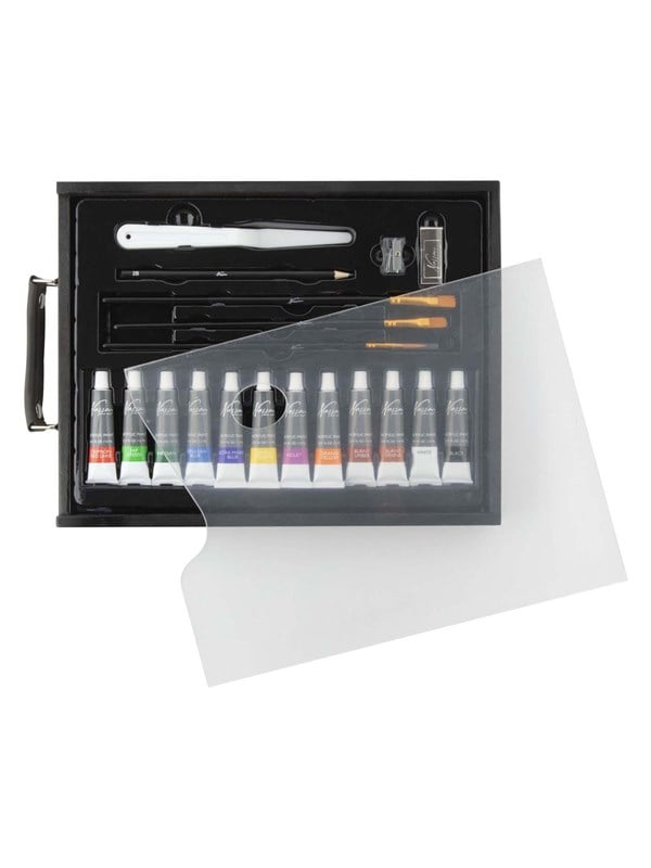 Nassau Black Wooden Acrylic Suitcase Set - 21 pcs.