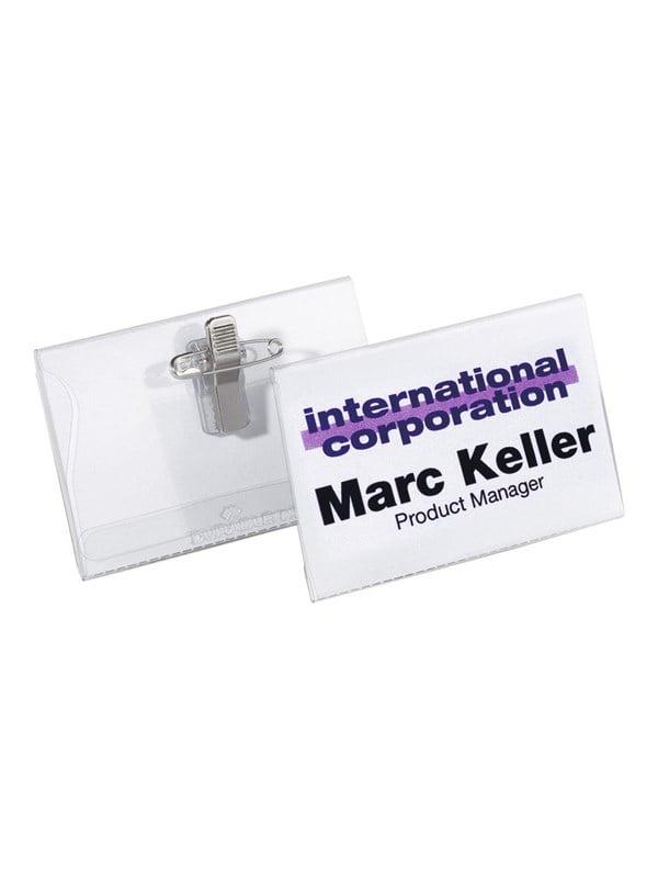 DURABLE name badge - for 40 x 75 mm - transparent pack of 50