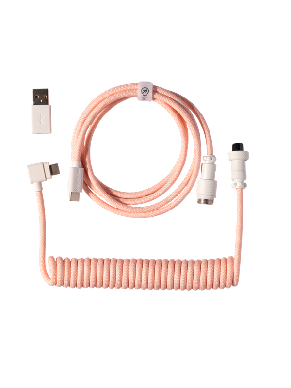 Keychron Gewendeltes Aviator USB 8K-Kabel abgewinkelt Light Pink - Tastaturkabel - Pink