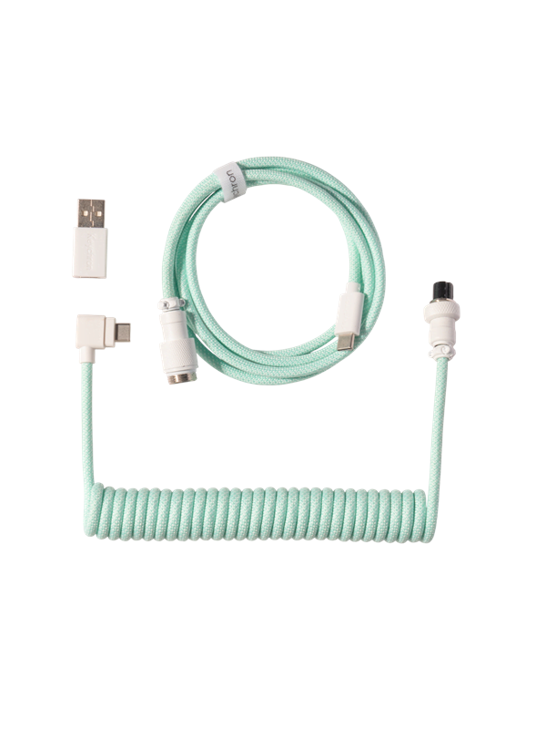 Keychron Gewendeltes Aviator USB 8K-Kabel abgewinkelt Mint - Tastaturkabel - Blau
