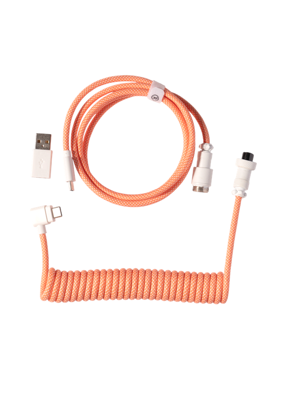 Keychron Gewendeltes Aviator USB 8K-Kabel abgewinkelt Pink Orange - Tastaturkabel - Pink
