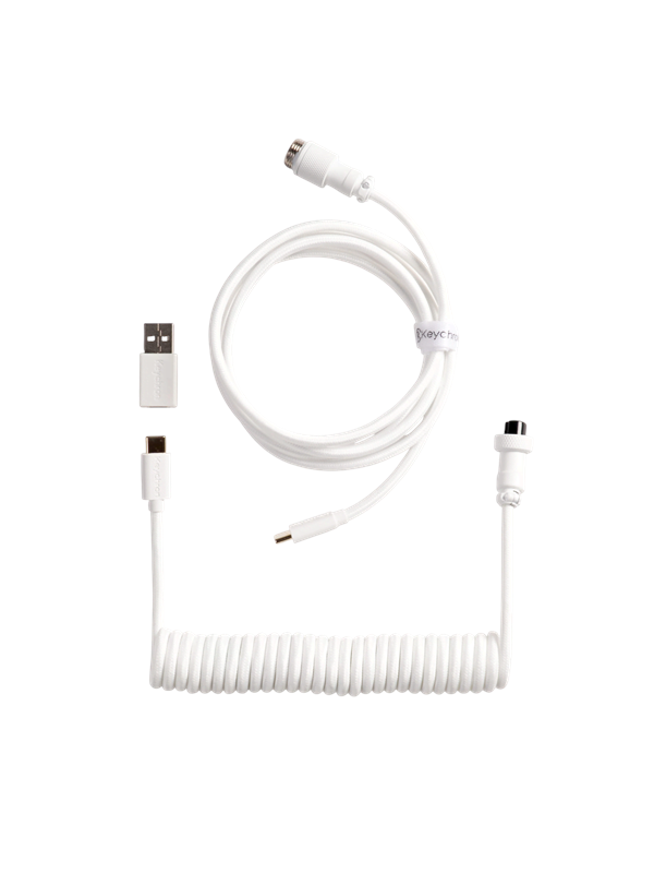 Keychron Gewendeltes Aviator USB 8K-Kabel gerade White - Tastaturkabel - Weiss