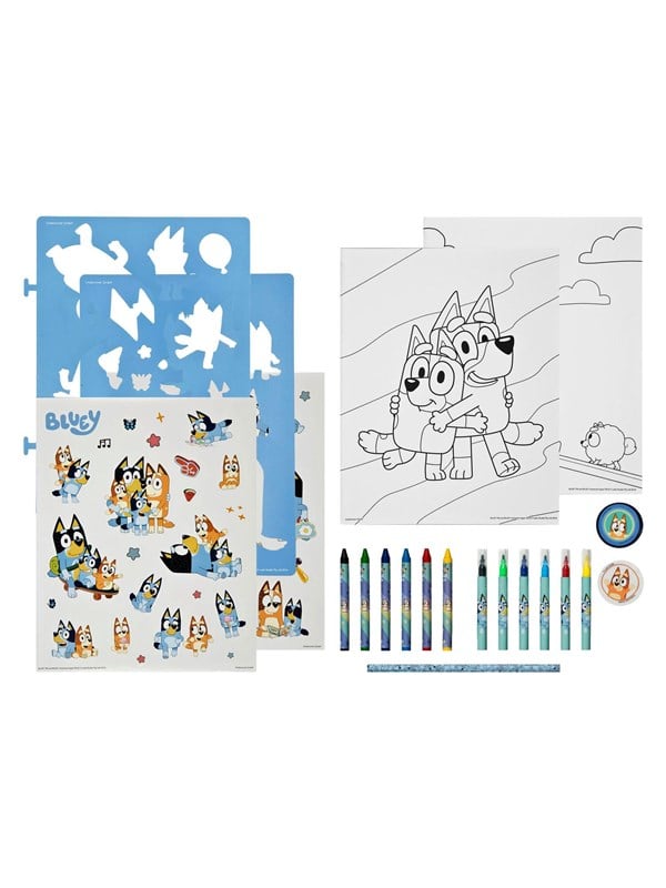 Undercover BLUEY stencil and colouring set49pc