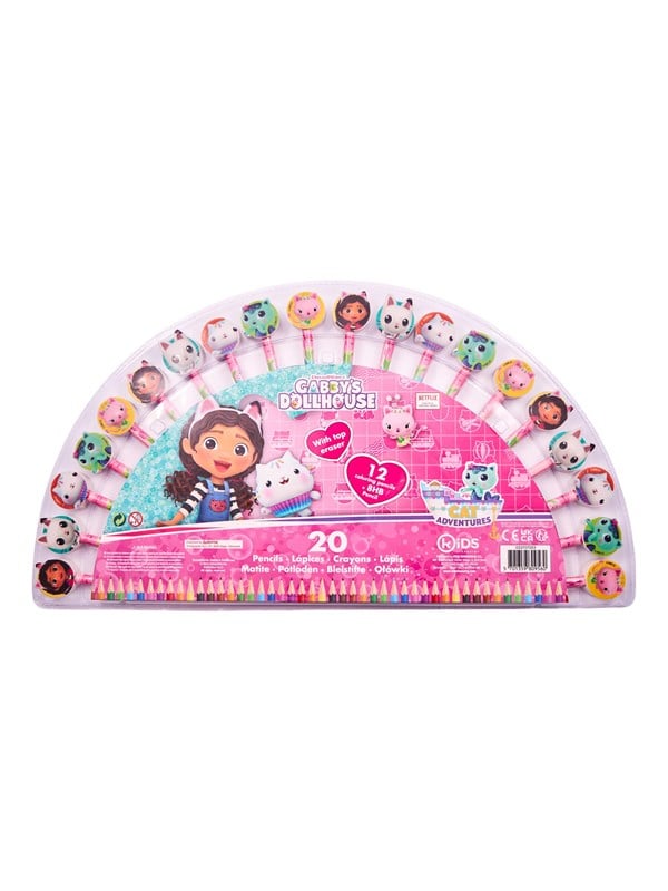 Euromic Gabbys Dollhouse Bleistift- und Buntstiftset 20er-Pack mit Aufstzen