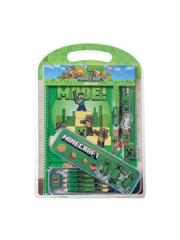 Minecraft Schreibwaren-Jumbo-Set mit Blechdose und Notizbuch