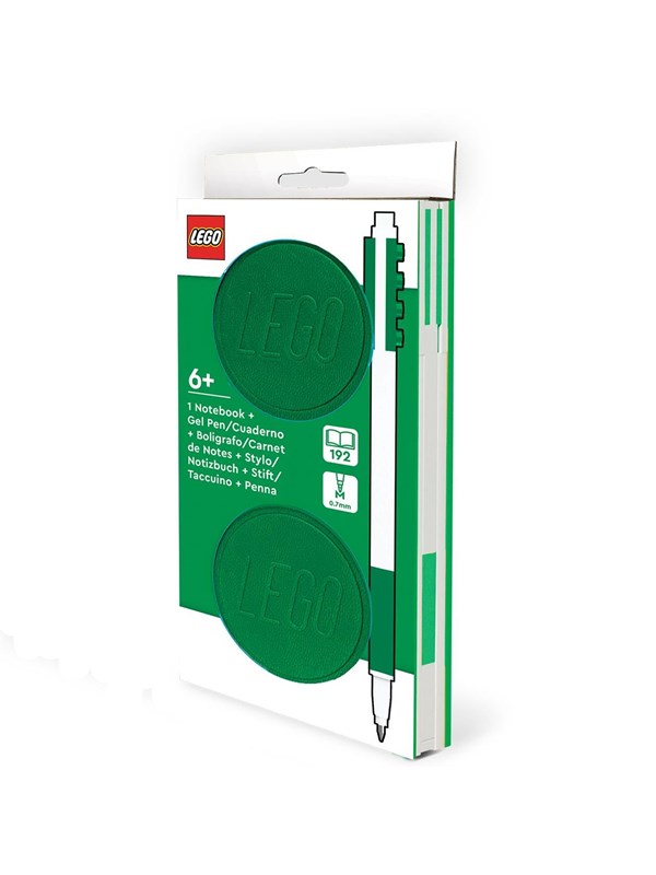 LEGO 4003064-53697 Abschliebares Notizbuch mit 1x2 Brick-Design und grnem Gelstift