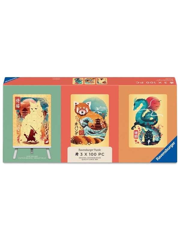 Ravensburger Ukiyo-E Katzenkrieger Roter Panda  Drag 3x100-teilig
