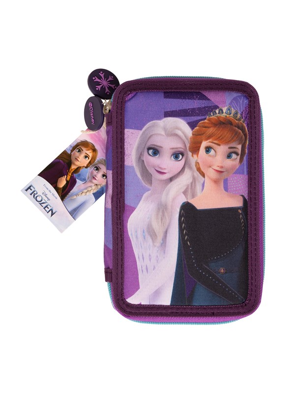 Frozen Filled double decker pencil case 300D rich nylon 195 x 125 x 4 cm