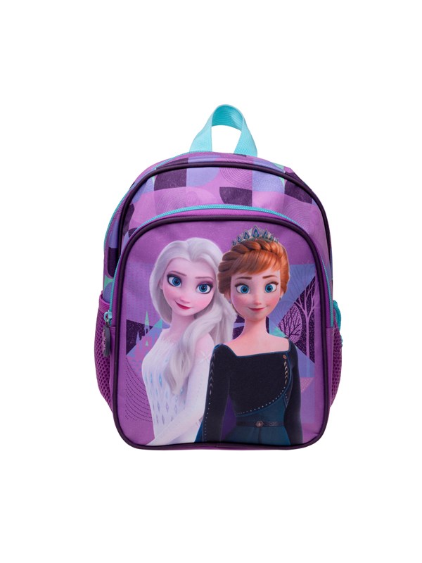 Frozen Small backpack w2 zipped front pockets 2 mesh side pockets reflectors on straps cushioned shoulder straps and chest strap 300D nylon H 265 cm W 21 cm D 10 cm Volume 5 liter