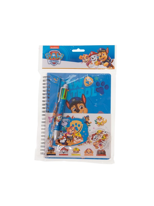 Paw Patrol Writing set - with spiral pad A5 w60 ruled sheets soft cover for A5 spiral pad 350gsm multi-colour pen stickers sheet pencil eraser small note pad w40 sheets