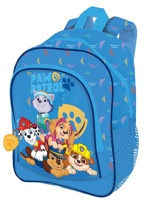 Pokemon PAW PATROL  Junior backpack with 2 zip front pockets and 2 mesh side pockets cushioned shoulder straps reflectors on straps 300D nylon 35 x 25 x 13 cm approx 10 liters