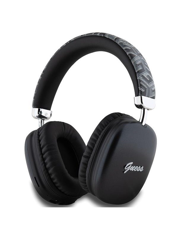 GUESS GCube Metallic Script Logo Headphones - Black