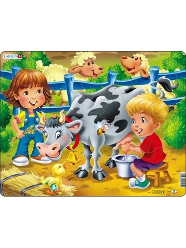 Larsen Puzzles Farm puzzle for children with a cow  18 pieces Maxi 365 x 285 cm 2D Puzzles