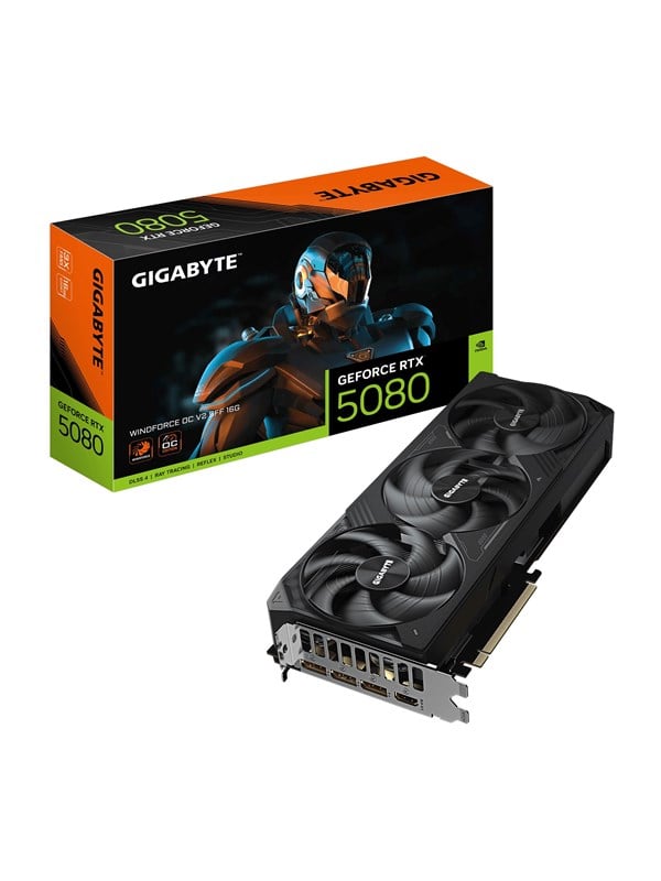 GIGABYTE GeForce RTX 5080 WindForce 3 OC V2 - 16GB GDDR7 RAM - Grafikkarte