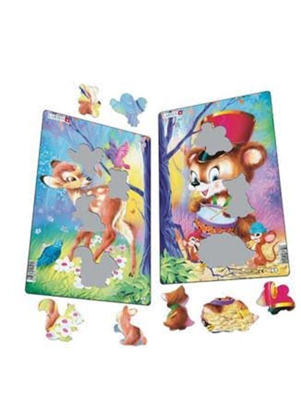 Larsen Puzzles Cute Animals Puzzle  2 assorted designs fallow deer  drummer  14 pieces Midi 285 cm x 183 cm 2D Puzzles