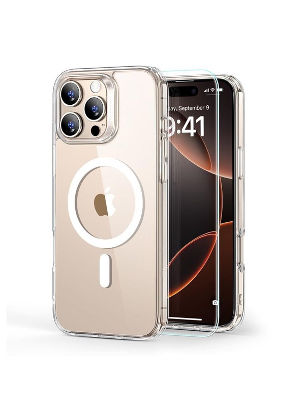 ESR Classic Hybrid Halolock MagSafe Case  Tempered Glass for iPhone 16 Pro Max - Clear