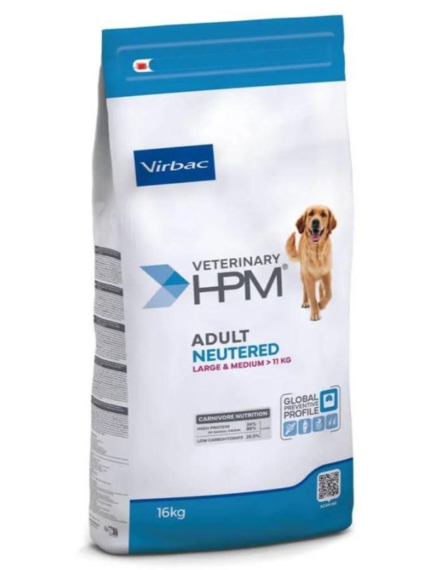 HPM VETERINARY ADULT NEUTERED DOG LARGE  MEDIUM 16 kg