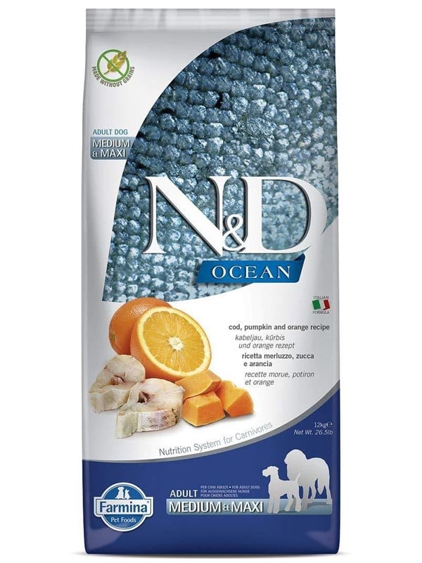 Farmina ND OCEAN adult medium maxi Kabeljau Krbis Orange 12 kg