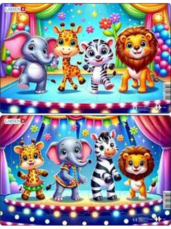 Larsen Puzzles Jigsaw puzzle Cute animals dancing on stage  13 pieces Midi 285 cm x 183 cm 2 assorted designs 2D Puzzles
