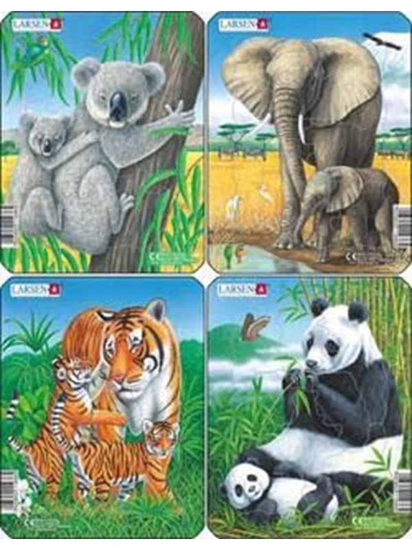 Larsen Puzzles Puzzles Koala Elephant Tiger Panda 4 assorted designs  8 pieces Mini 183 x 143 cm 2D Puzzles