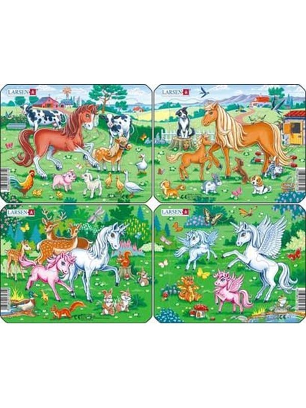 Larsen Puzzles Ponies Unicorns and Friends Puzzle 4 assorted designs  11 pieces Mini 183 x 143 cm 2D Puzzles