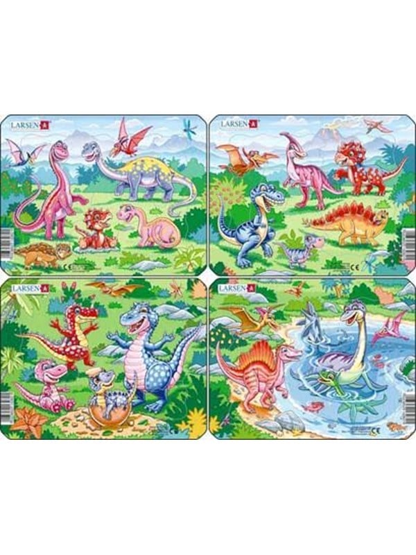 Larsen Puzzles Legendary Dinosaurs Puzzle 4 assorted designs  7 pieces Mini 183 x 143 cm 2D Puzzles