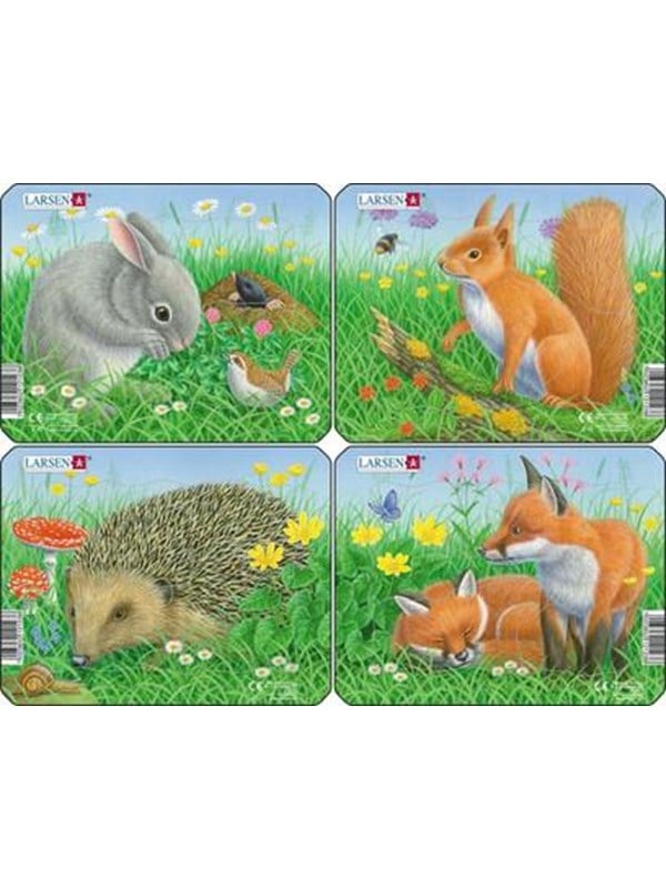 Larsen Puzzles Rabbit squirrel hedgehog and fox puzzle  4 assorted designs  5 pieces Mini 183 x 143 cm 2D Puzzles