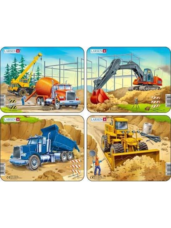 Larsen Puzzles Construction Vehicles Puzzle Assorted 4 designs  7 pieces Mini 183 x 143 cm 2D Puzzles