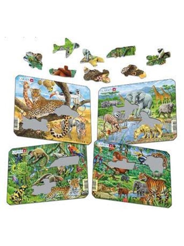 Larsen Puzzles Exotic Animals Puzzle 4 assorted designs  11 pieces Mini 183 x 143 cm 2D Puzzles