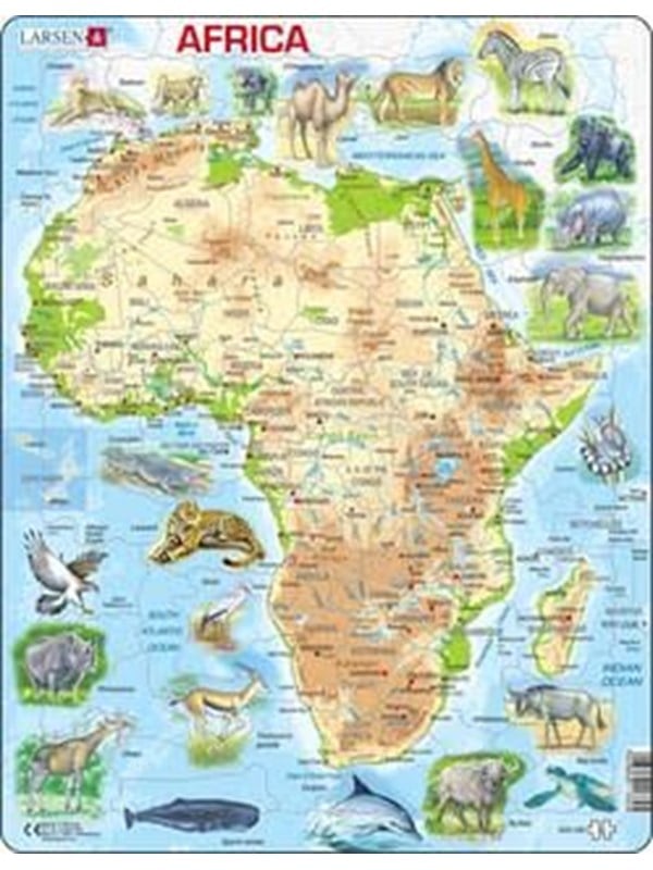 Larsen Puzzles Africa Topographic Map Jigsaw Puzzle  63 pieces Maxi 365 x 285 cm 2D Puzzles