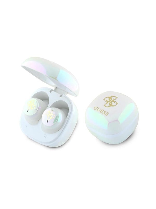 GUESS Bluetooth headphones GUTWSJ144ESH TWS  docking station whitewhite Iridescent 4G Printed Logo