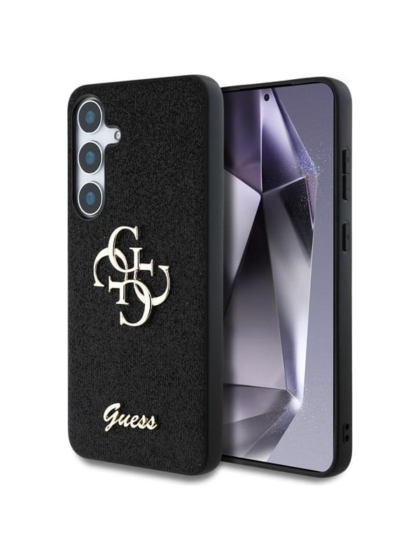 GUESS Fixed Glitter Big 4G Metal Logo case for Samsung Galaxy S25 black
