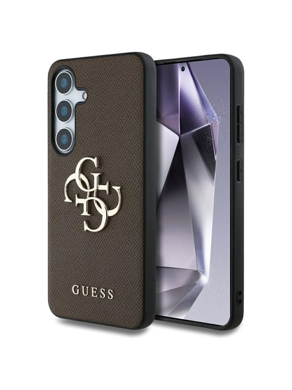 GUESS Grained Big 4G Logo Small Classic Logo case for Samsung Galaxy S25 Plus brown