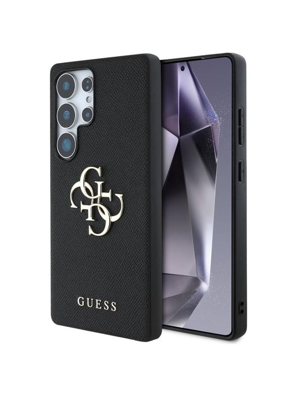 GUESS Grained Big 4G Logo Small Classic Logo case for Samsung Galaxy S25 Ultra black