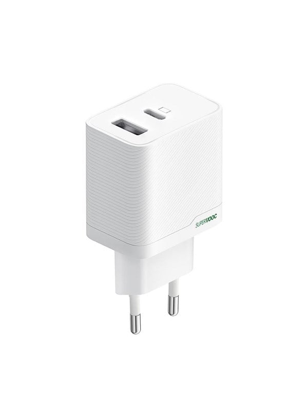 OPPO SuperVOOC 45W USB-A  USB-C Wall Charger - White