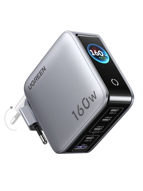 UGREEN Nexode Pro 160W 5-Port GaN Fast Charger with Smart Display Incl USB-C Cable