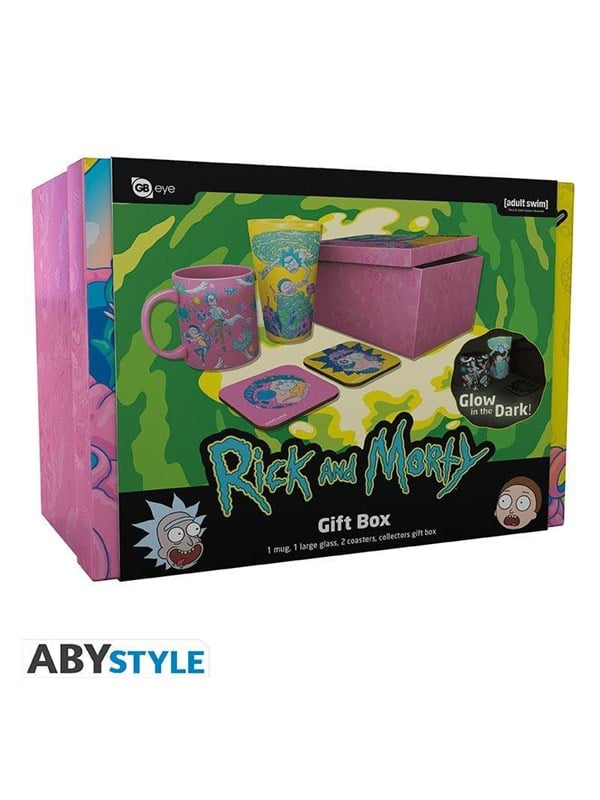 ABYstyle - Rick And Morty - XXL Glass  Mug  2 Coasters - Pack - Geschenkset