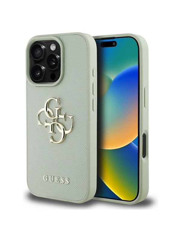 GUESS Grained Big 4G Logo Small Classic Logo case for iPhone 16 Pro - green