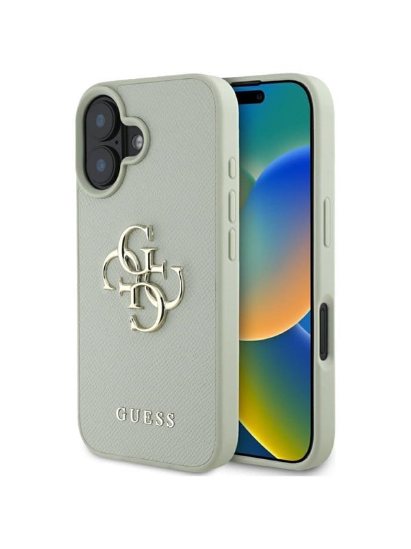 GUESS Grained Big 4G Logo Small Classic Logo case for iPhone 16 - green