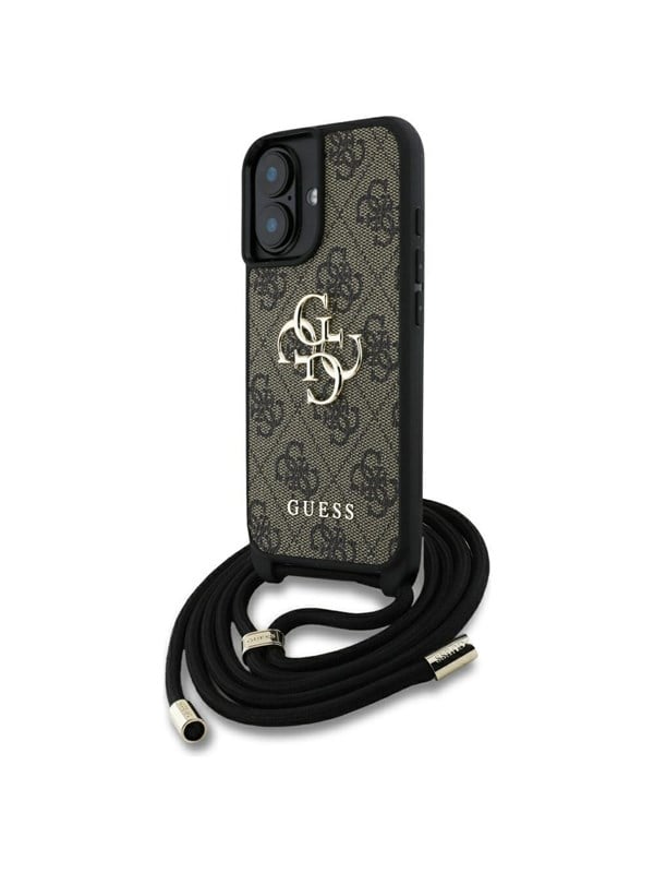 GUESS 4G Big Logo Cord Stap Crossbody Case for iPhone 16 Brown