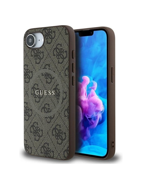 GUESS 4G Ring Classic Logo MagSafe iPhone 16e Case - Brown