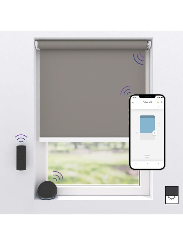 MotionBlinds Kabelloses elektrisches Verdunkelungsrollo 80x190 cm - Grau