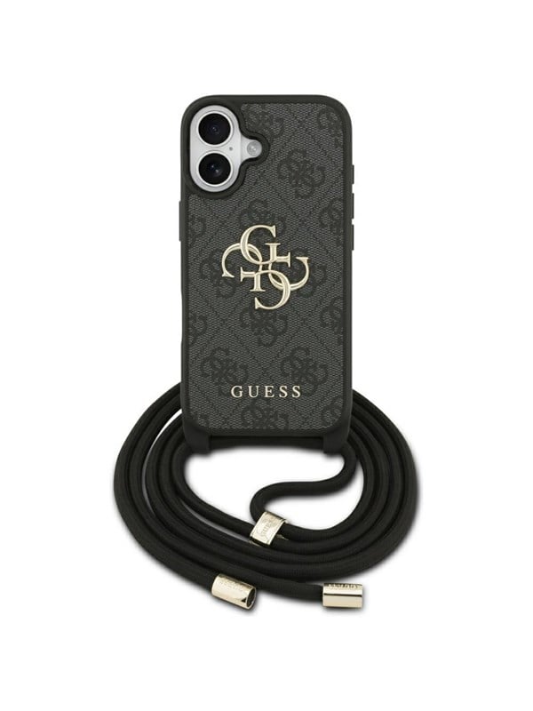 GUESS 4G Big Logo Cord Stap Crossbody Case for iPhone 17 - Black
