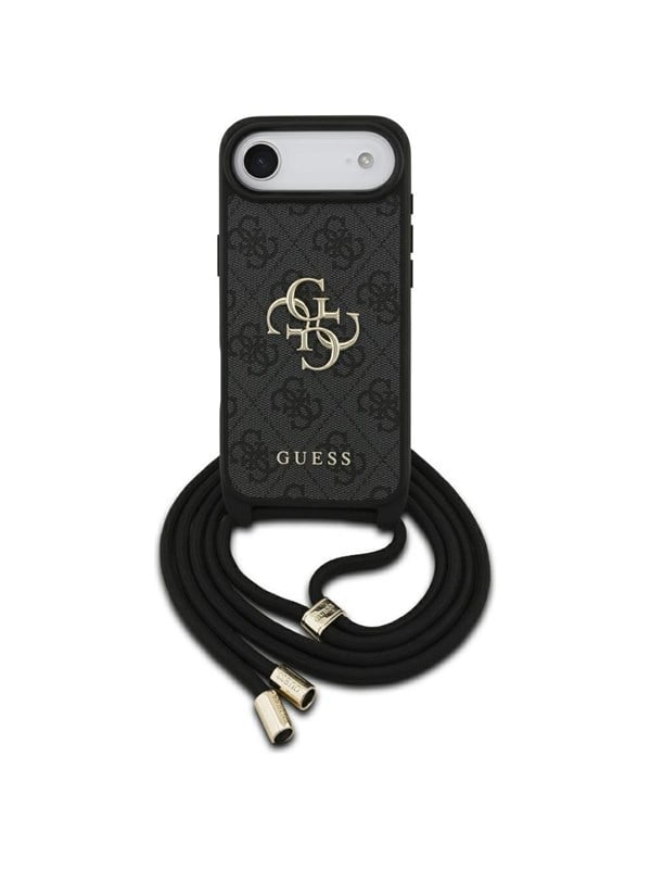 GUESS 4G Big Logo Cord Stap Crossbody Case for iPhone Air - Black