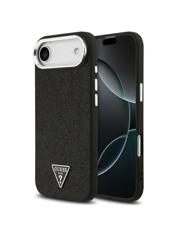 GUESS Glitter Triangle Logo MagSafe Case for iPhone Air - Black